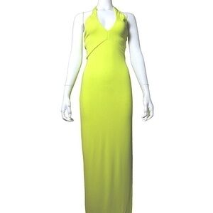 🅽🅴🆆 Lovers + Friends yellow/green maxi halter dress with long slit, size S